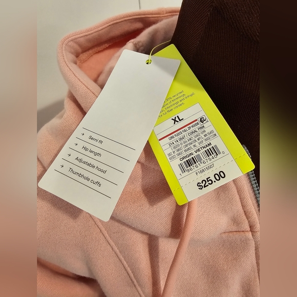 🩷NWT All In Motion Light Pink XL Zip-Up Sweatshirt - Picture 3 of 12